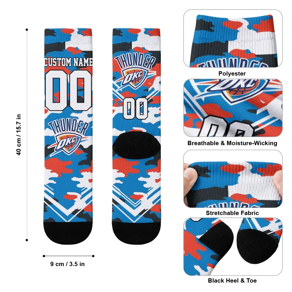 Oklahoma City Thunder Socks Personalized Woodland Camo Blue High Quality Oklahoma City Thunder Socks Personalized Woodland Camo Blue High Quality