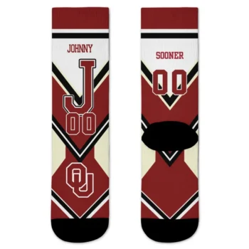 Oklahoma Sooners Socks Custom Arrow Blocks Crimson Best Selling