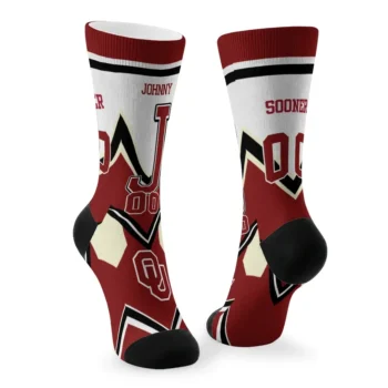 Oklahoma Sooners Socks Custom Arrow Blocks Crimson Fashion Forward