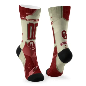 Oklahoma Sooners Socks Custom Geometric Tech Crimson Fashion Forward