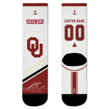 Oklahoma Sooners Socks Custom Nautical Icons Crimson White Best Selling