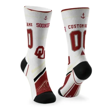 Oklahoma Sooners Socks Custom Nautical Icons Crimson White Fashion Forward