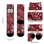 Oklahoma Sooners Socks Custom Scattered Icons Crimson Best Selling