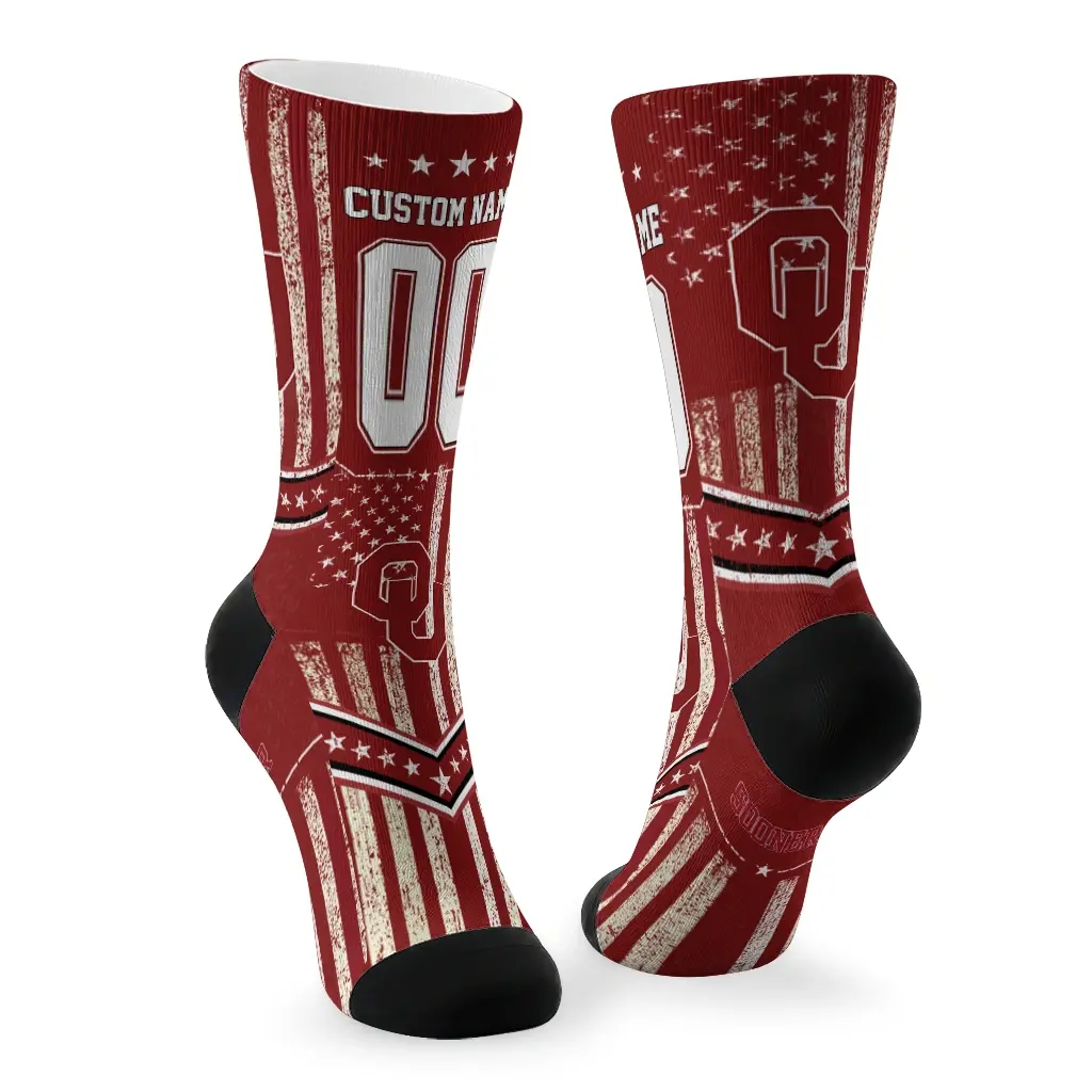 Oklahoma Sooners Socks Custom Star Stripes Crimson White Fashion Forward Oklahoma Sooners Socks Custom Star Stripes Crimson White Fashion Forward