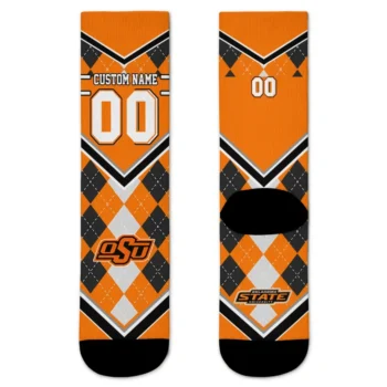 Oklahoma State Cowboys Socks Personalized Argyle Pattern Orange Best Selling