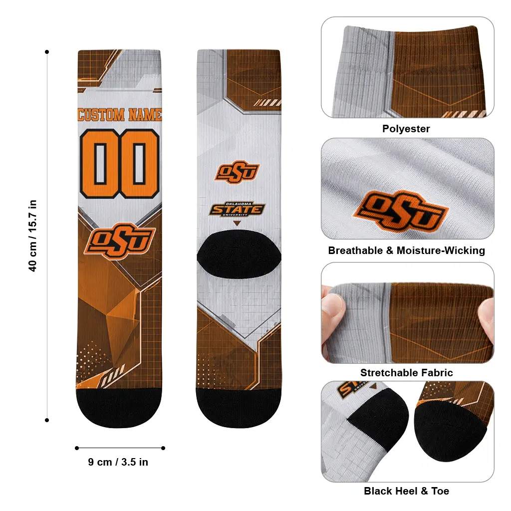Oklahoma State Cowboys Socks Personalized Geometric Tech Orange High Quality Oklahoma State Cowboys Socks Personalized Geometric Tech Orange High Quality