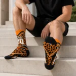 Oklahoma State Cowboys Socks Personalized Leopard Print Orange Black Best Selling