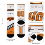 Oklahoma State Cowboys Socks Personalized Nautical Icons Orange White Best Selling