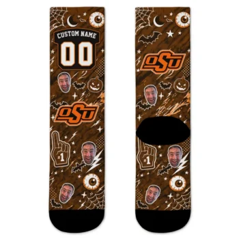Oklahoma State Cowboys Socks Personalized Scattered Icons Orange Best Selling