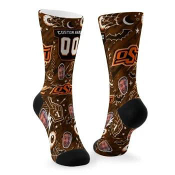 Oklahoma State Cowboys Socks Personalized Scattered Icons Orange Fashion Forward