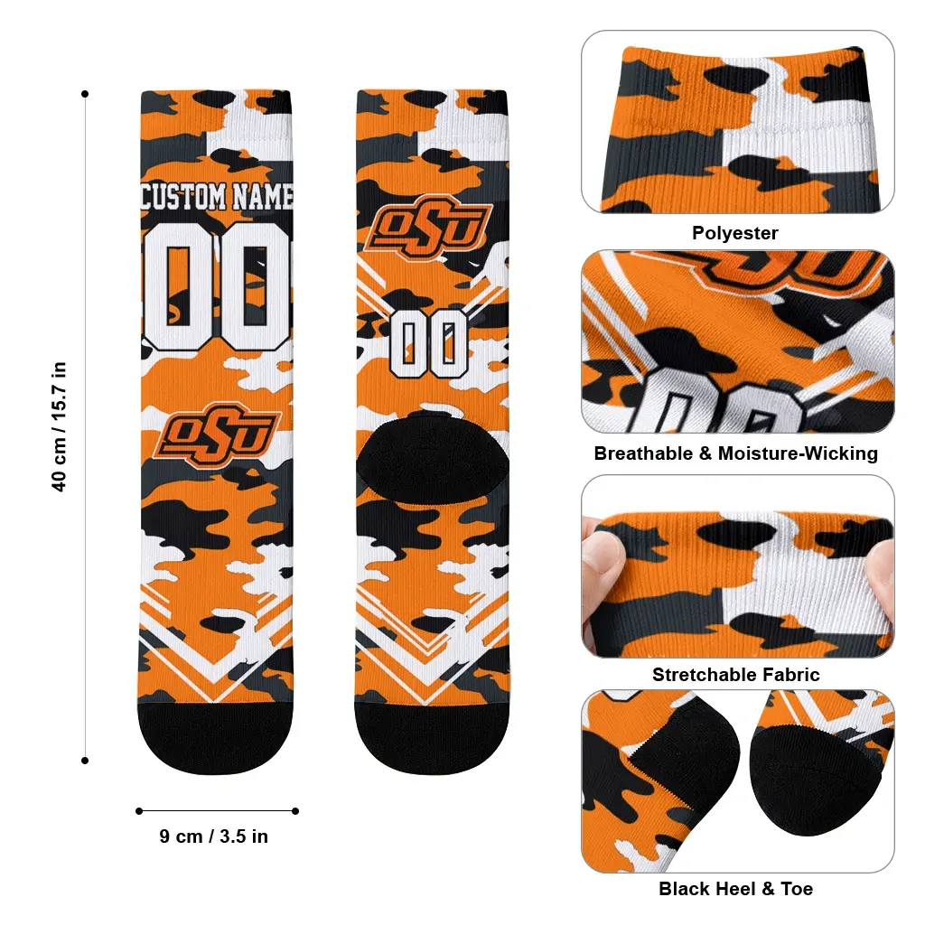 Oklahoma State Cowboys Socks Personalized Woodland Camo Orange High Quality Oklahoma State Cowboys Socks Personalized Woodland Camo Orange High Quality