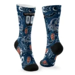 Old Dominion Monarchs Socks Custom Scattered Icons Blue Best Selling