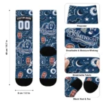 Old Dominion Monarchs Socks Custom Scattered Icons Blue Best Selling