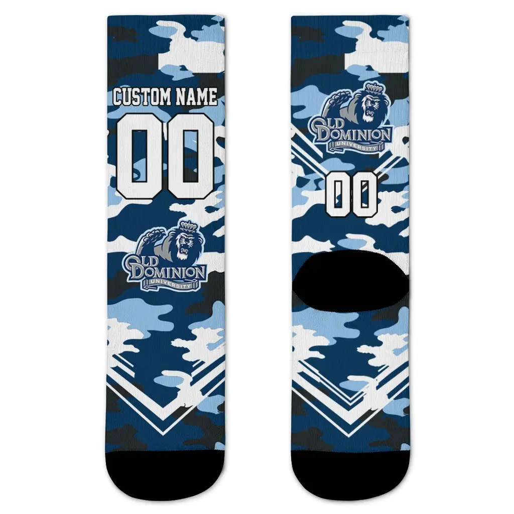Old Dominion Monarchs Socks Custom Woodland Camo Blue Best Selling Old Dominion Monarchs Socks Custom Woodland Camo Blue Best Selling