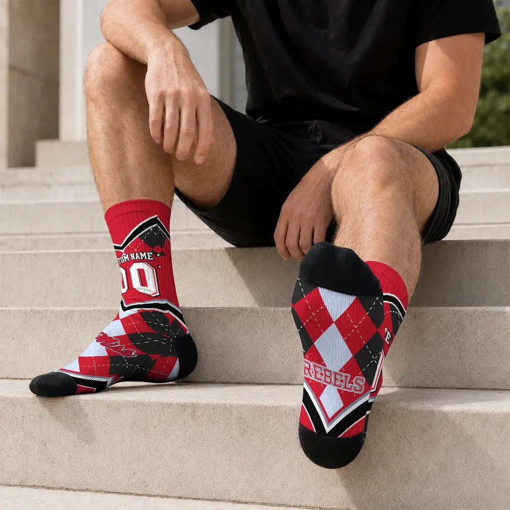 Ole Miss Rebels Socks Customized Argyle Pattern Red Latest Model Ole Miss Rebels Socks Customized Argyle Pattern Red Latest Model
