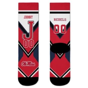 Ole Miss Rebels Socks Customized Arrow Blocks Red Best Selling
