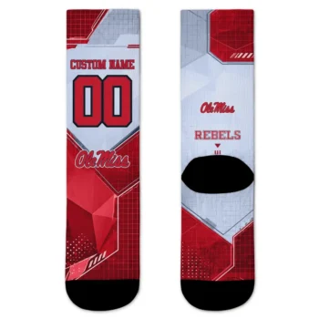 Ole Miss Rebels Socks Customized Geometric Tech Red Best Selling