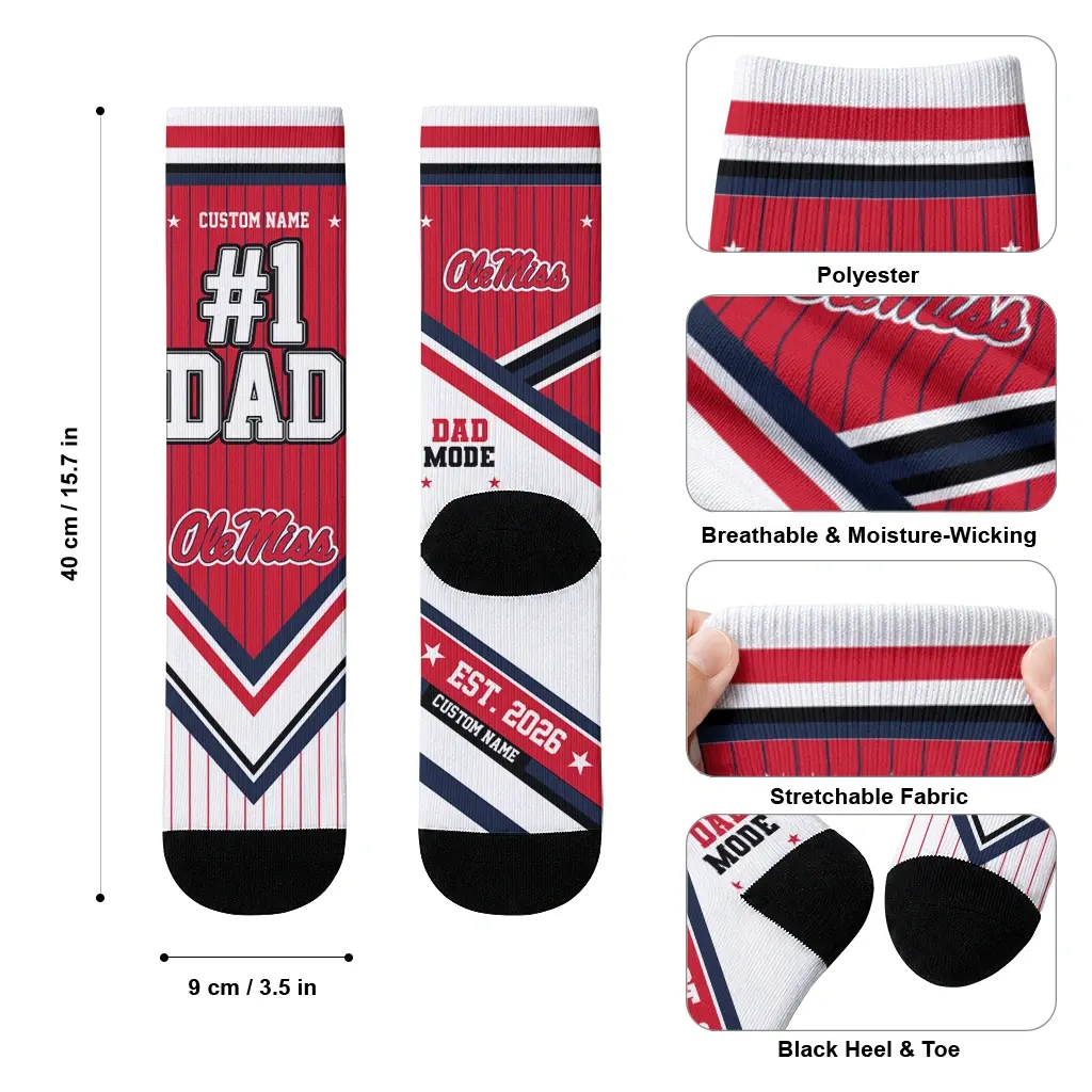 Ole Miss Rebels Socks Customized Pinstripe Chevron Red White High Quality Ole Miss Rebels Socks Customized Pinstripe Chevron Red White High Quality
