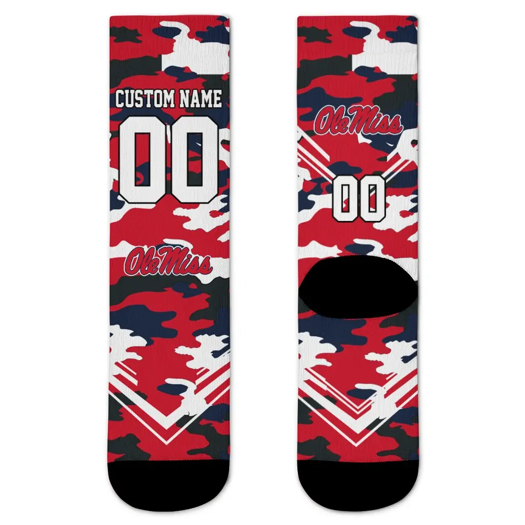 Ole Miss Rebels Socks Customized Woodland Camo Red Best Selling Ole Miss Rebels Socks Customized Woodland Camo Red Best Selling