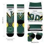 Oregon Ducks Socks Customized Arrow Blocks Green Best Selling