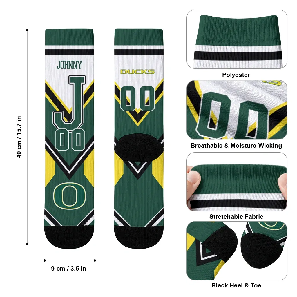 Oregon Ducks Socks Customized Arrow Blocks Green High Quality Oregon Ducks Socks Customized Arrow Blocks Green High Quality