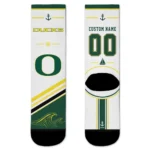 Oregon Ducks Socks Customized Nautical Icons Green White Best Selling