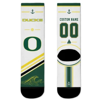 Oregon Ducks Socks Customized Nautical Icons Green White Best Selling