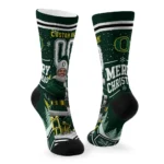 Oregon Ducks Socks Customized Snowy Scene Green White Best Selling
