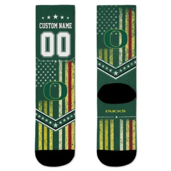 Oregon Ducks Socks Customized Star Stripes Green White Best Selling