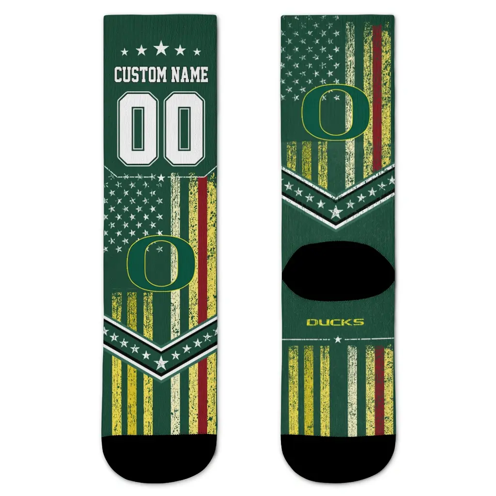 Oregon Ducks Socks Customized Star Stripes Green White Best Selling Oregon Ducks Socks Customized Star Stripes Green White Best Selling