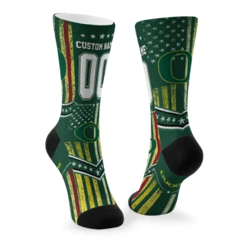 Oregon Ducks Socks Customized Star Stripes Green White Fashion Forward
