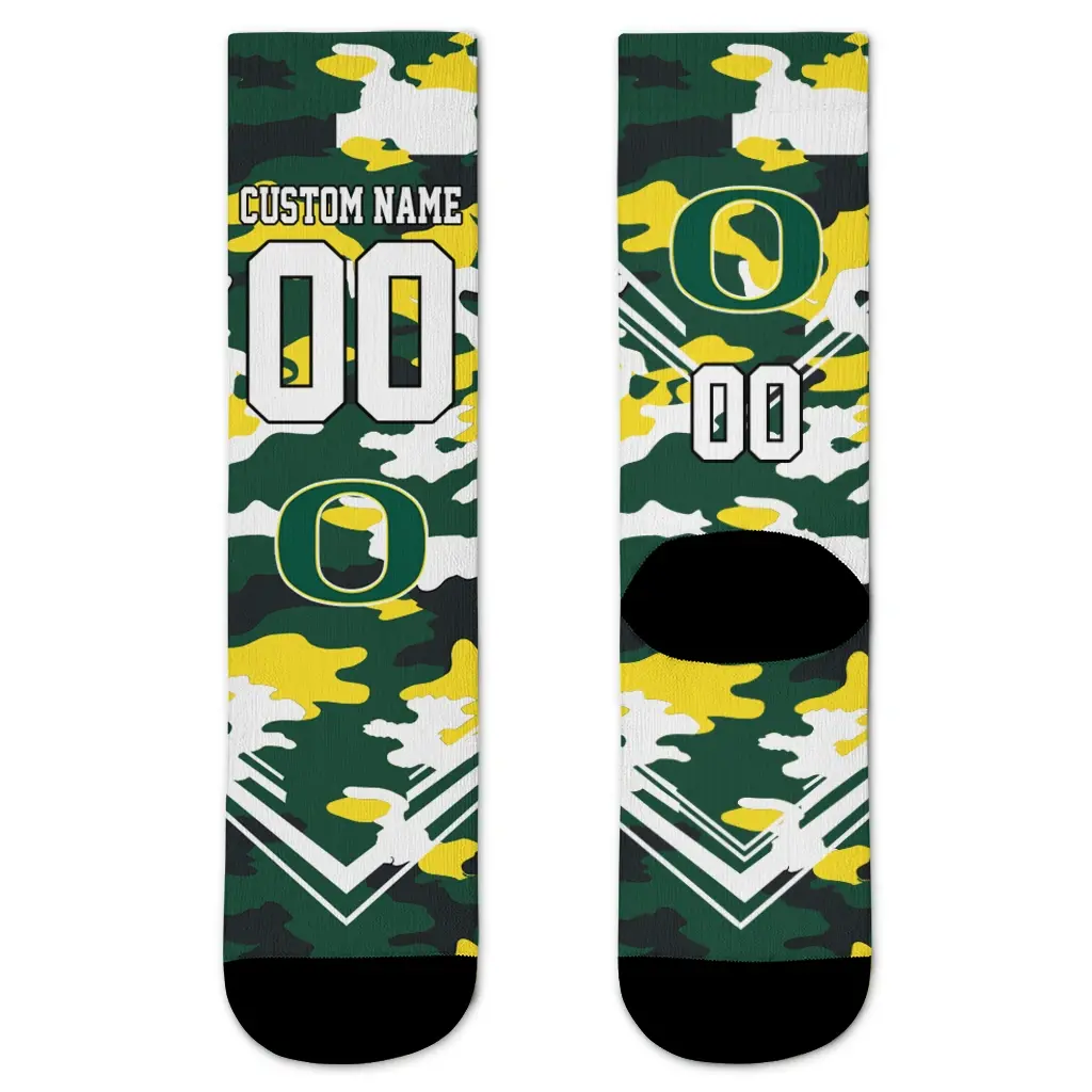 Oregon Ducks Socks Customized Woodland Camo Green Best Selling Oregon Ducks Socks Customized Woodland Camo Green Best Selling