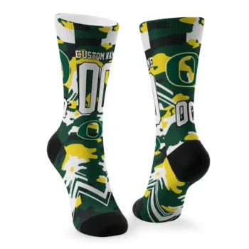 Oregon Ducks Socks Customized Woodland Camo Green Fashion Forward