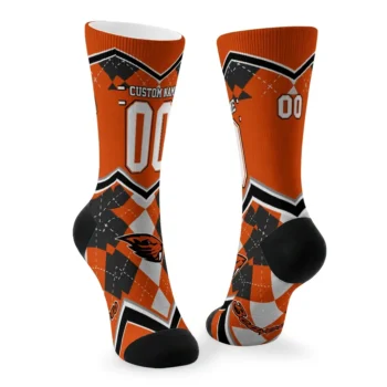 Oregon State Beavers Socks Personalized Argyle Pattern Orange Fashion Forward