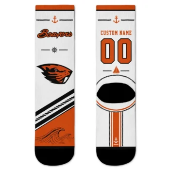 Oregon State Beavers Socks Personalized Nautical Icons Orange White Best Selling