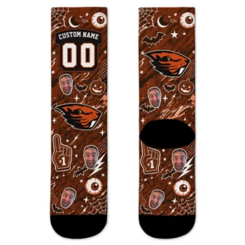 Oregon State Beavers Socks Personalized Scattered Icons Orange Best Selling
