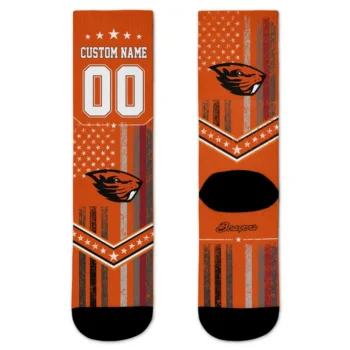 Oregon State Beavers Socks Personalized Star Stripes Orange White Best Selling