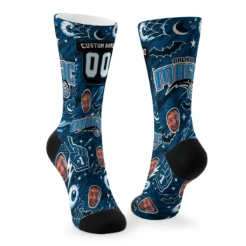 Orlando Magic Socks Custom Scattered Icons Blue Fashion Forward