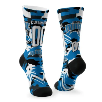 Orlando Magic Socks Custom Woodland Camo Blue Fashion Forward
