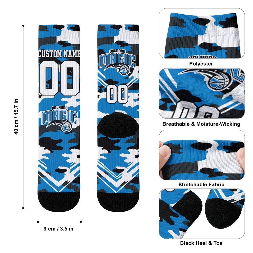 Orlando Magic Socks Custom Woodland Camo Blue High Quality Orlando Magic Socks Custom Woodland Camo Blue High Quality