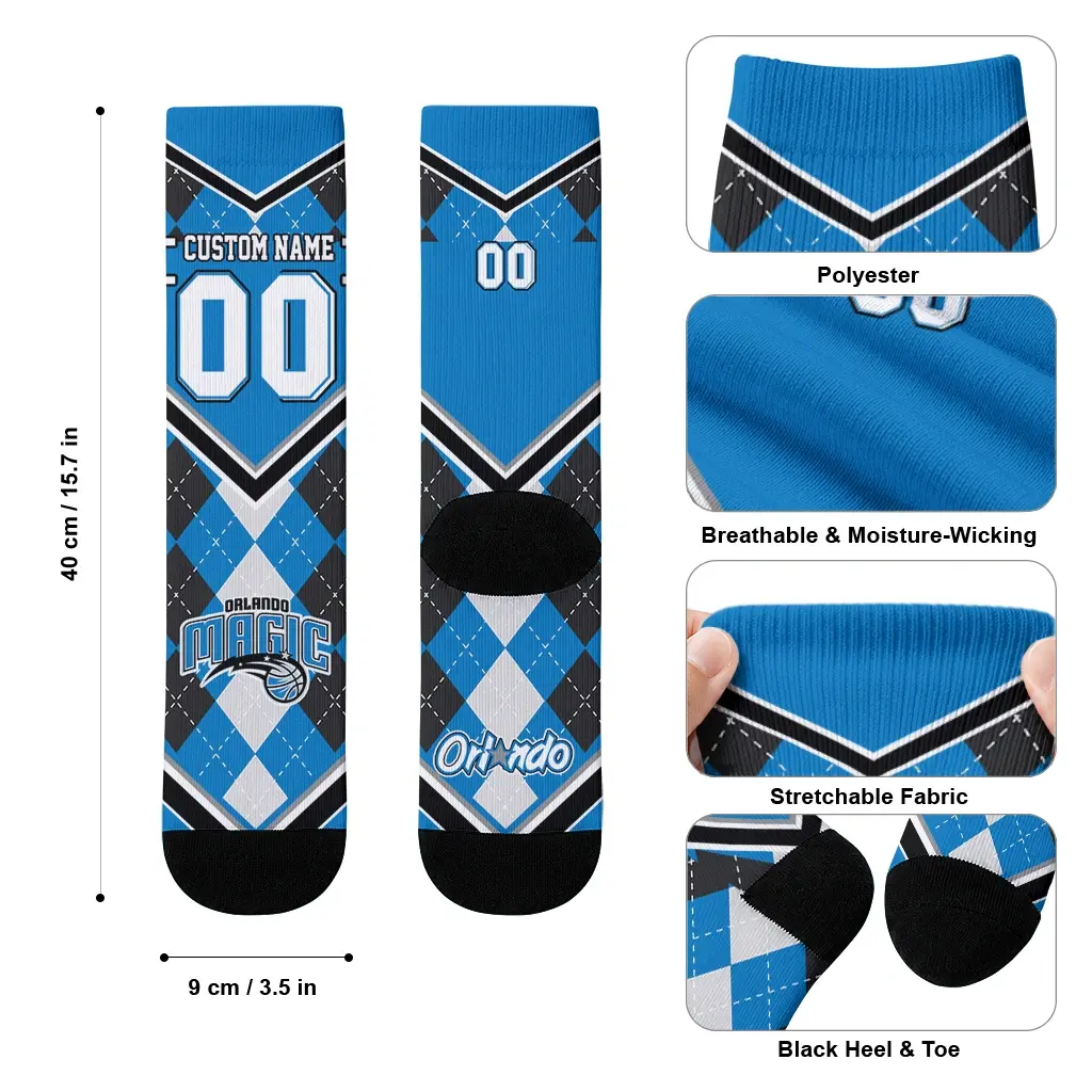 Orlando Magic Socks Customized Argyle Pattern Blue High Quality Orlando Magic Socks Customized Argyle Pattern Blue High Quality