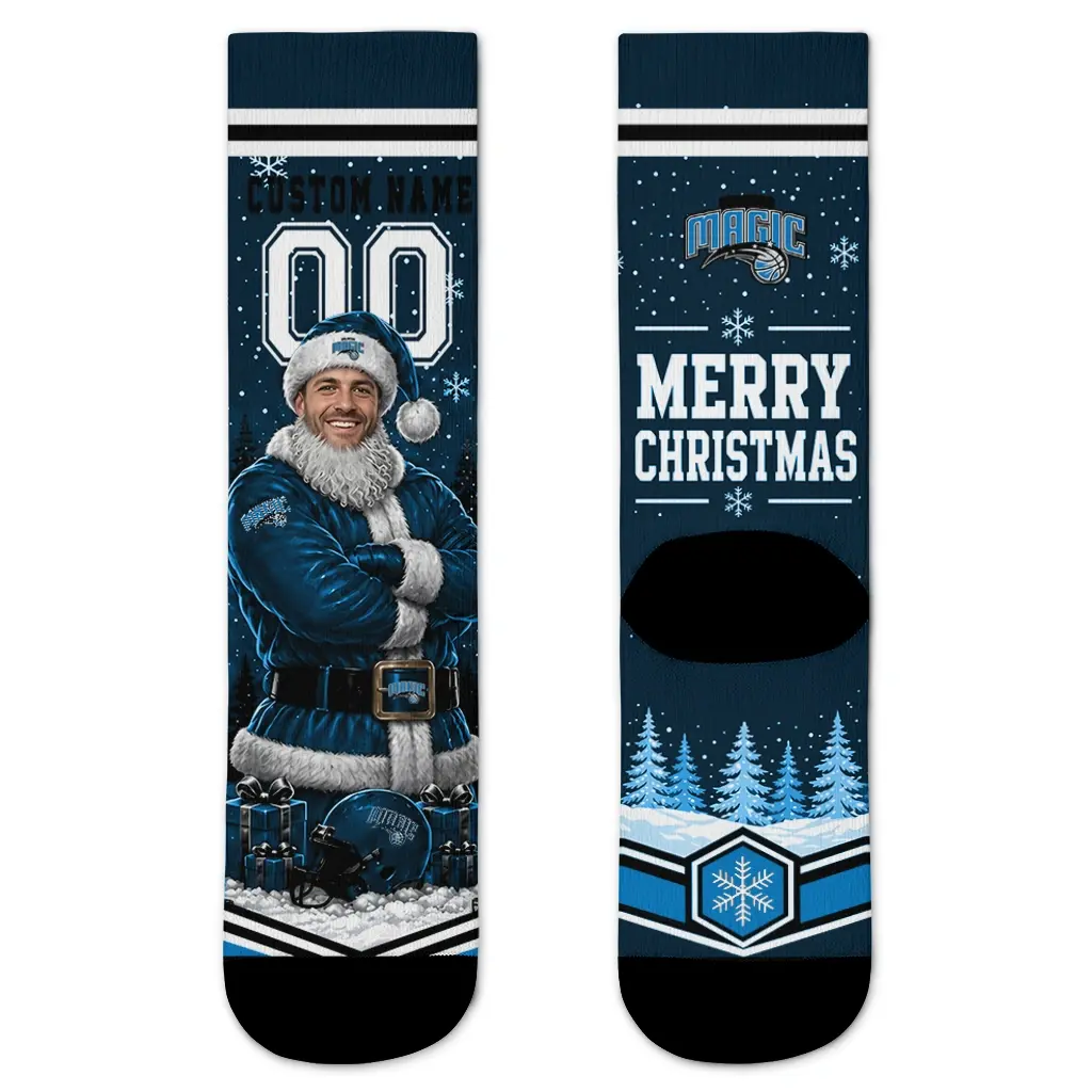 Orlando Magic Socks Customized Snowy Scene Blue White Best Selling Orlando Magic Socks Customized Snowy Scene Blue White Best Selling