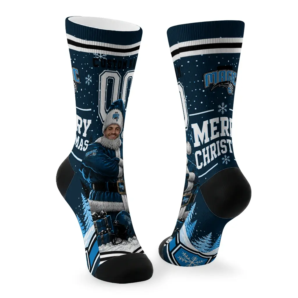 Orlando Magic Socks Customized Snowy Scene Blue White Fashion Forward Orlando Magic Socks Customized Snowy Scene Blue White Fashion Forward