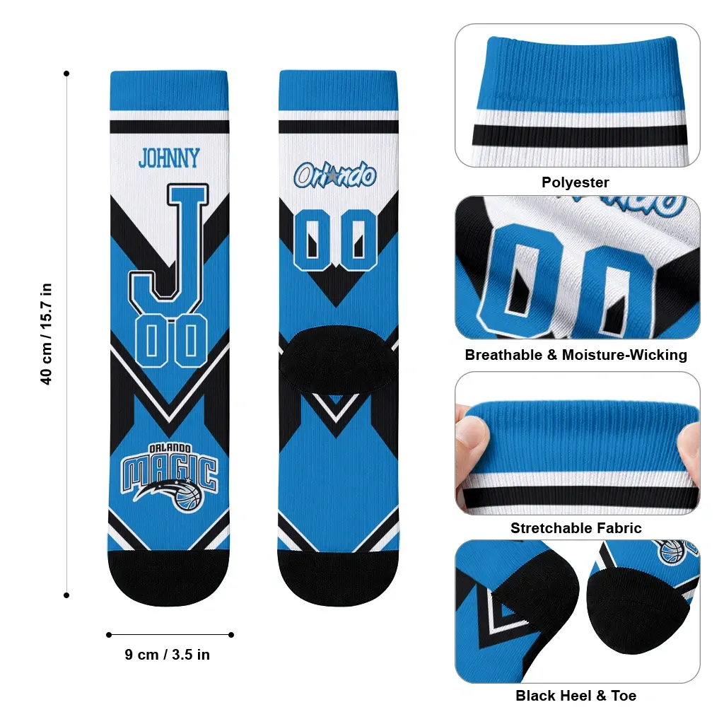 Orlando Magic Socks Personalized Arrow Blocks Blue High Quality Orlando Magic Socks Personalized Arrow Blocks Blue High Quality