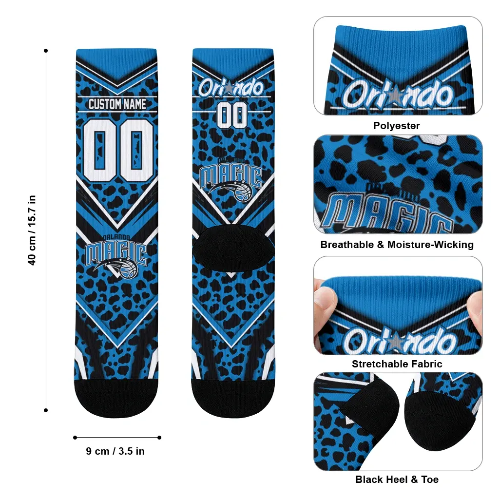 Orlando Magic Socks Personalized Leopard Print Blue Black High Quality Orlando Magic Socks Personalized Leopard Print Blue Black High Quality