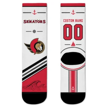 Ottawa Senators Socks - Custom Nautical Icons Red White