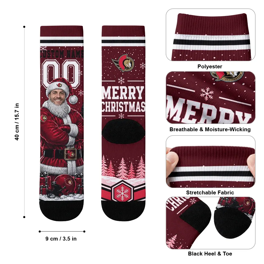 Ottawa Senators Socks Custom Snowy Scene Red White High Quality Ottawa Senators Socks Custom Snowy Scene Red White High Quality