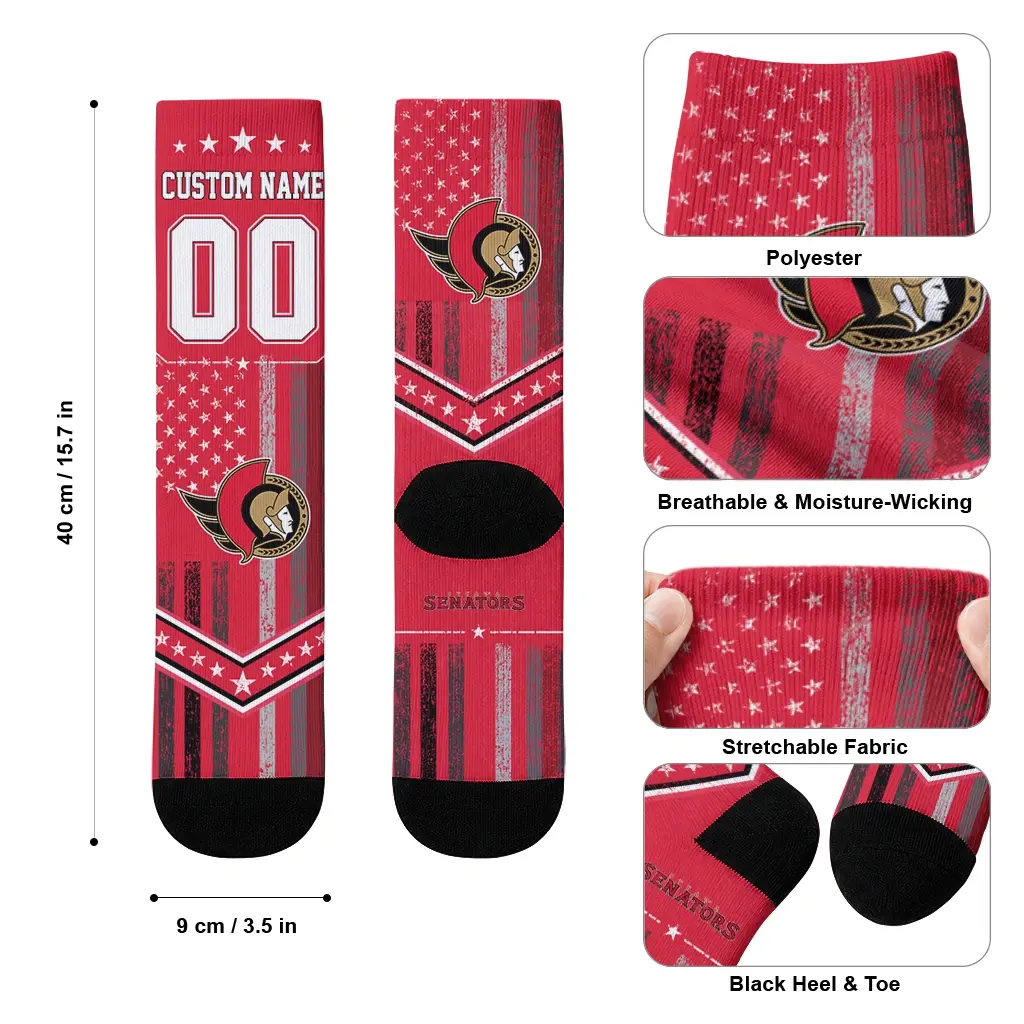 Ottawa Senators Socks Custom Star Stripes Red White High Quality Ottawa Senators Socks Custom Star Stripes Red White High Quality