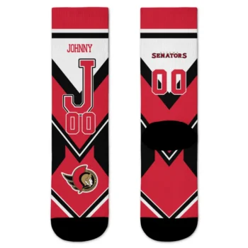 Ottawa Senators Socks Customized Arrow Blocks Red Best Selling
