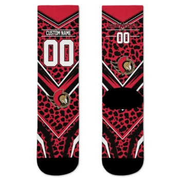 Ottawa Senators Socks Customized Leopard Print Red Black Best Selling